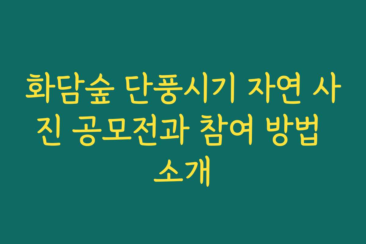 화담숲 단풍시기 자연 사진 공모전과 참여 방법 소개