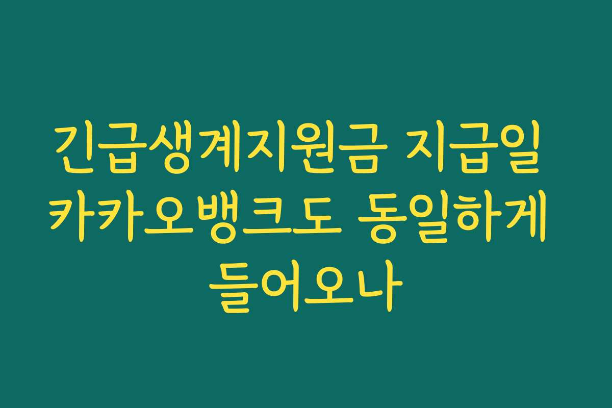 긴급생계지원금 지급일 카카오뱅크도 동일하게 들어오나 긴급생계지원금 지급일 카카오뱅크도 동일하게 들어오나