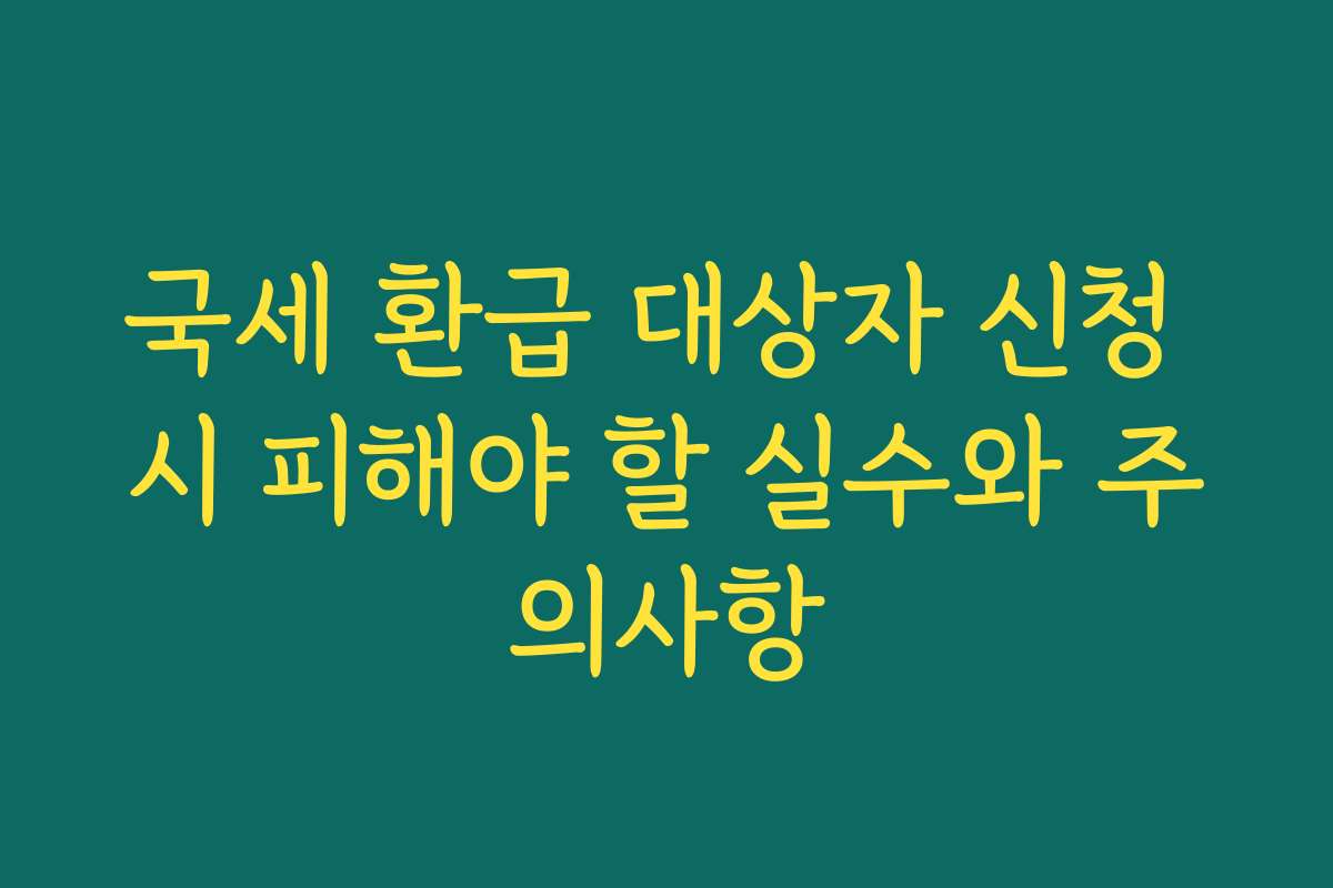 국세 환급 대상자 신청 시 피해야 할 실수와 주의사항