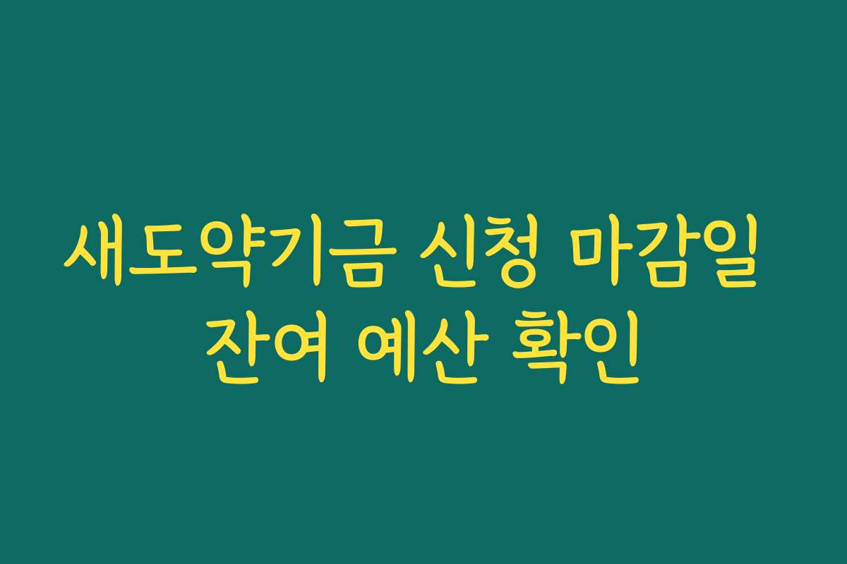 새도약기금 신청 마감일 잔여 예산 확인