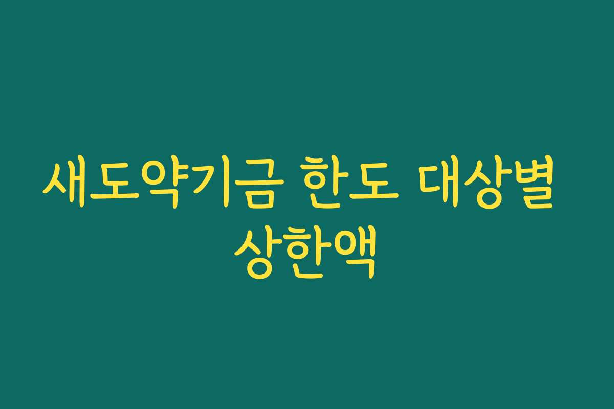 새도약기금 한도 대상별 상한액