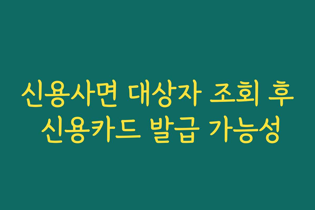 신용사면 대상자 조회 후 신용카드 발급 가능성