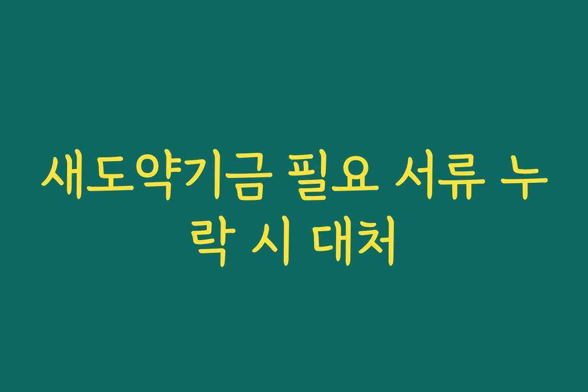 새도약기금 필요 서류 누락 시 대처