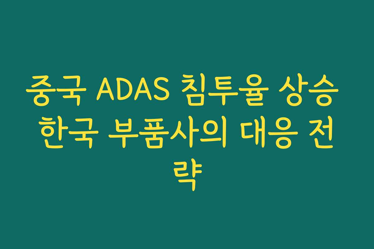 중국 ADAS 침투율 상승 한국 부품사의 대응 전략 중국 ADAS 침투율 상승 한국 부품사의 대응 전략