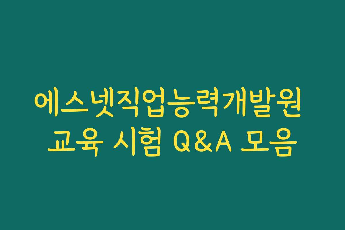 에스넷직업능력개발원 교육 시험 Q&A 모음