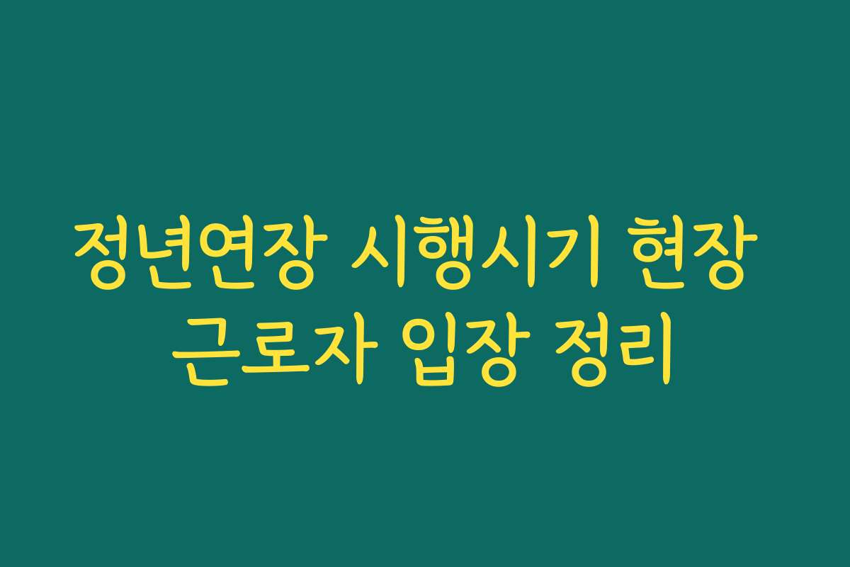 정년연장 시행시기 현장 근로자 입장 정리 정년연장 시행시기 현장 근로자 입장 정리