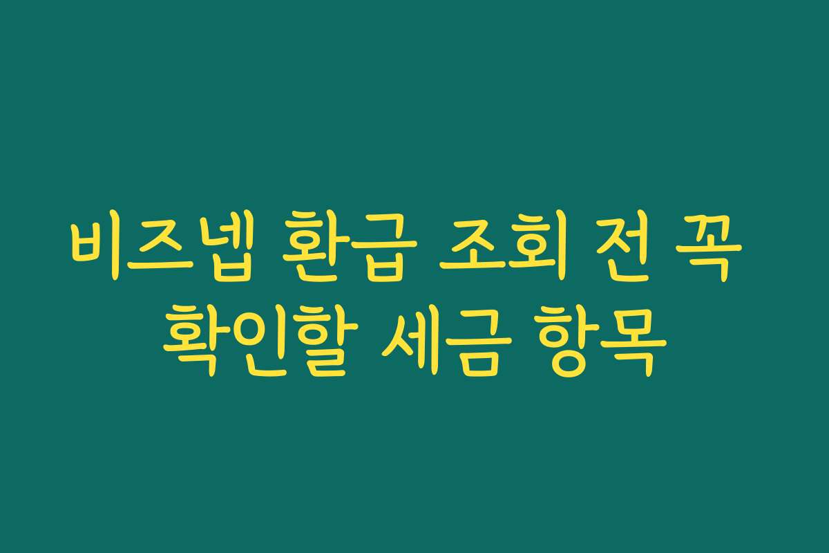 비즈넵 환급 조회 전 꼭 확인할 세금 항목