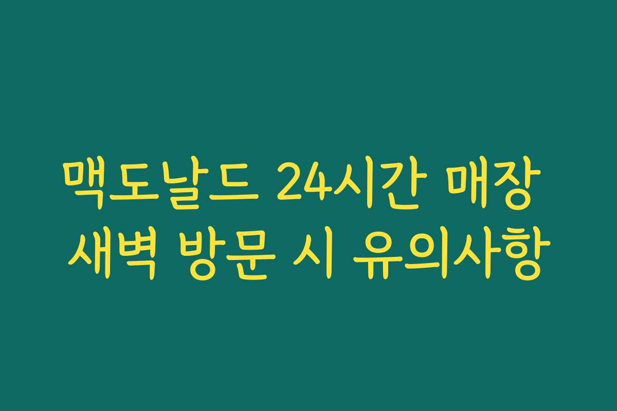 맥도날드 24시간 매장 새벽 방문 시 유의사항 맥도날드 24시간 매장 새벽 방문 시 유의사항