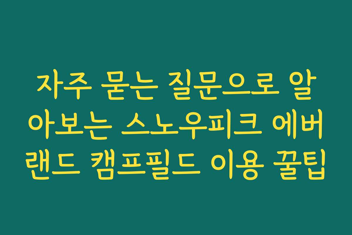 자주 묻는 질문으로 알아보는 스노우피크 에버랜드 캠프필드 이용 꿀팁