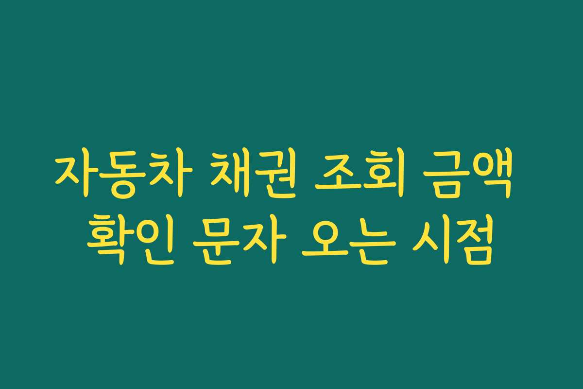 자동차 채권 조회 금액 확인 문자 오는 시점