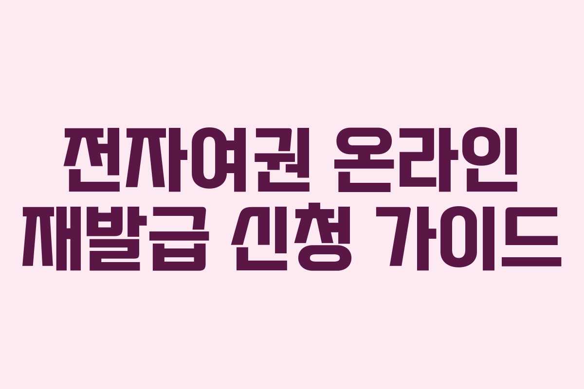 전자여권 온라인 재발급 신청 가이드