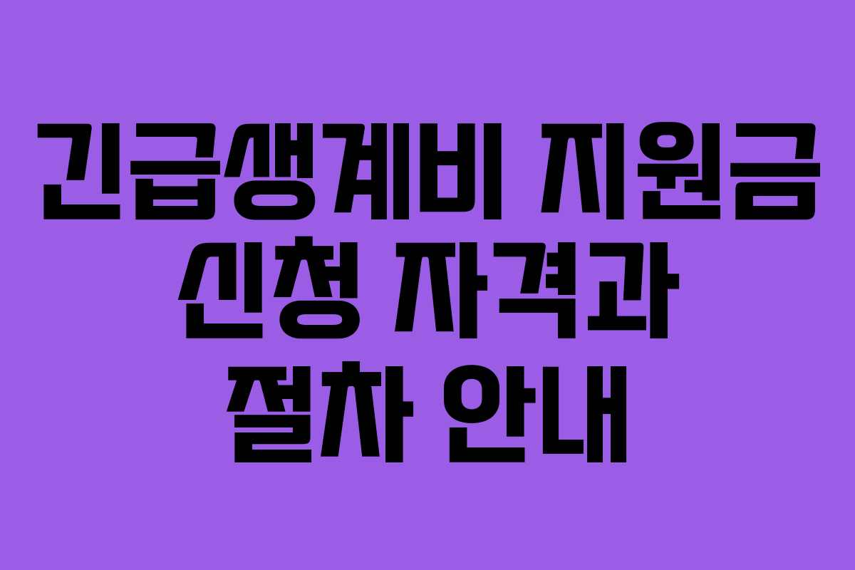 긴급생계비 지원금 신청 자격과 절차 안내 긴급생계비 지원금 신청 자격과 절차 안내