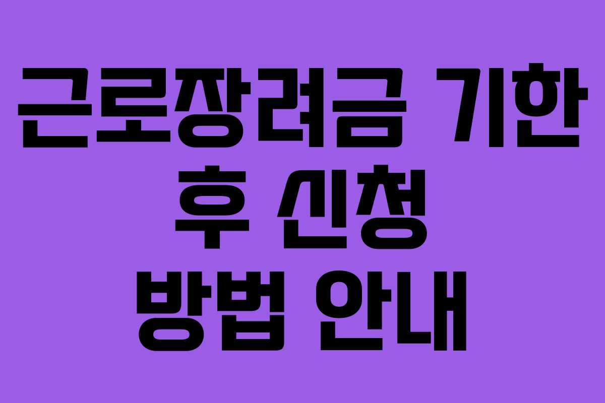 근로장려금 기한 후 신청 방법 안내 근로장려금 기한 후 신청 방법 안내