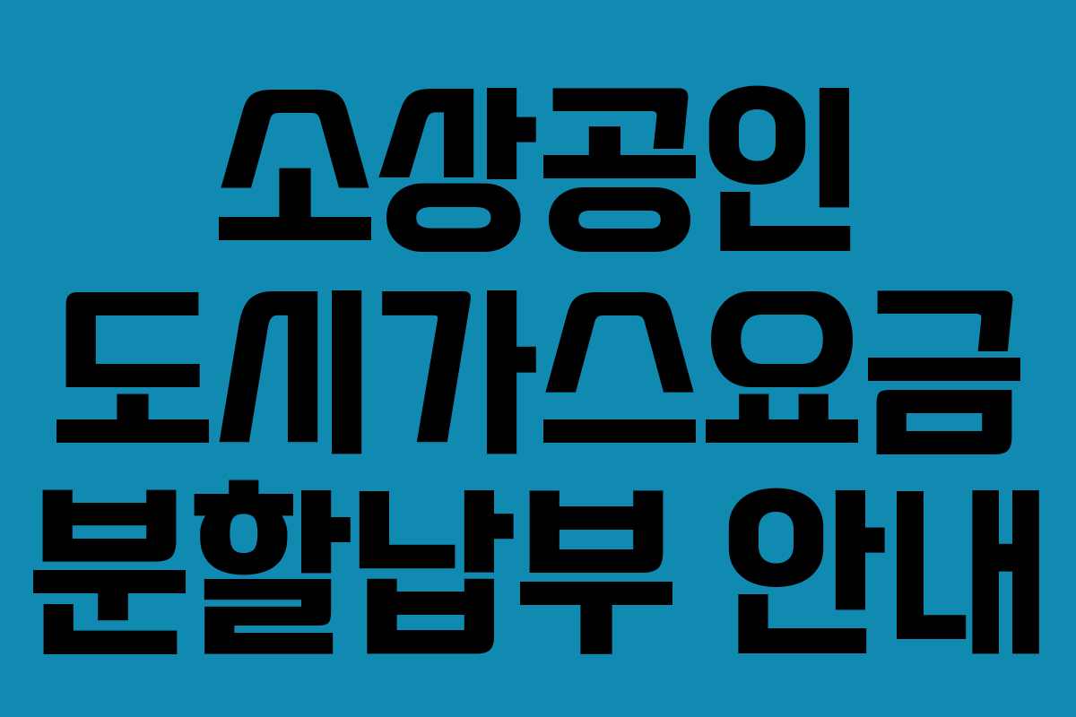 소상공인 도시가스요금 분할납부 안내 소상공인 도시가스요금 분할납부 안내