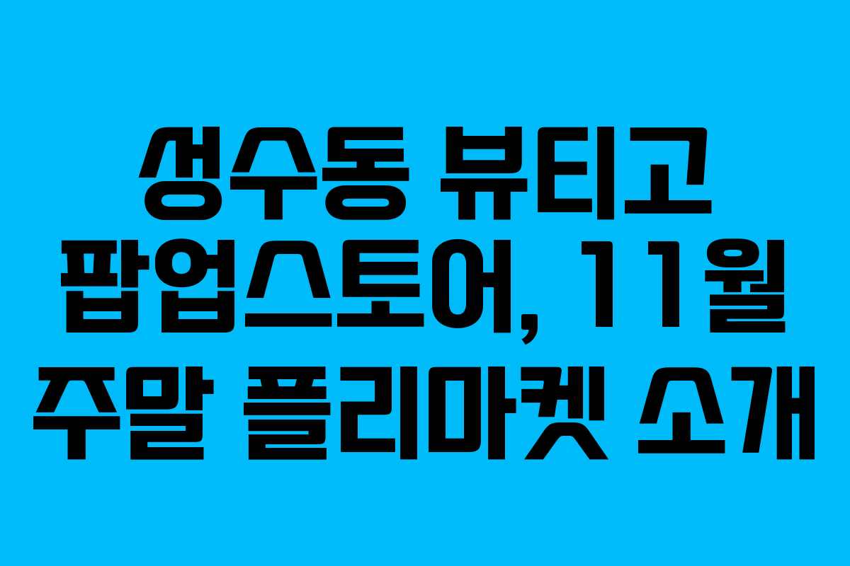 성수동 뷰티고 팝업스토어, 11월 주말 플리마켓 소개