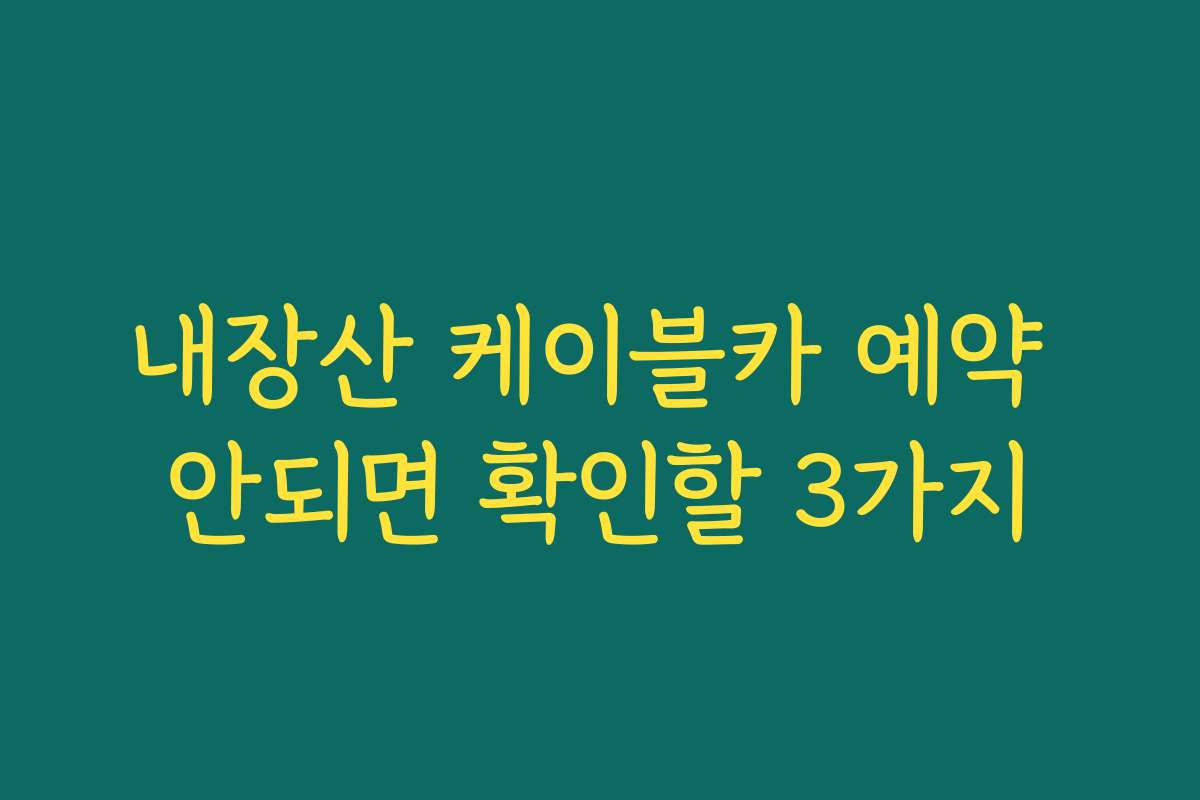 내장산 케이블카 예약 안되면 확인할 3가지