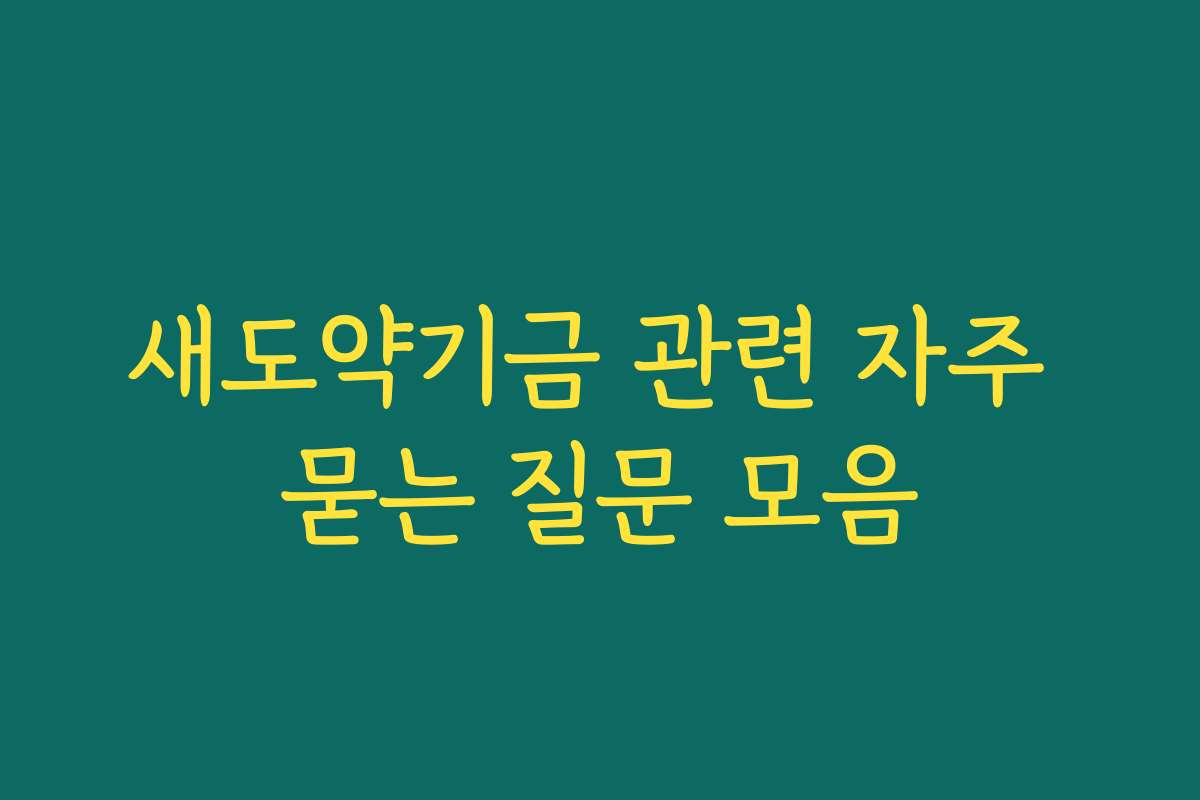 새도약기금 관련 자주 묻는 질문 모음