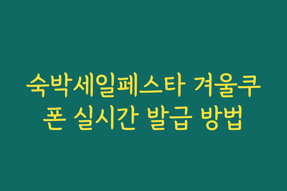 숙박세일페스타 겨울쿠폰 실시간 발급 방법