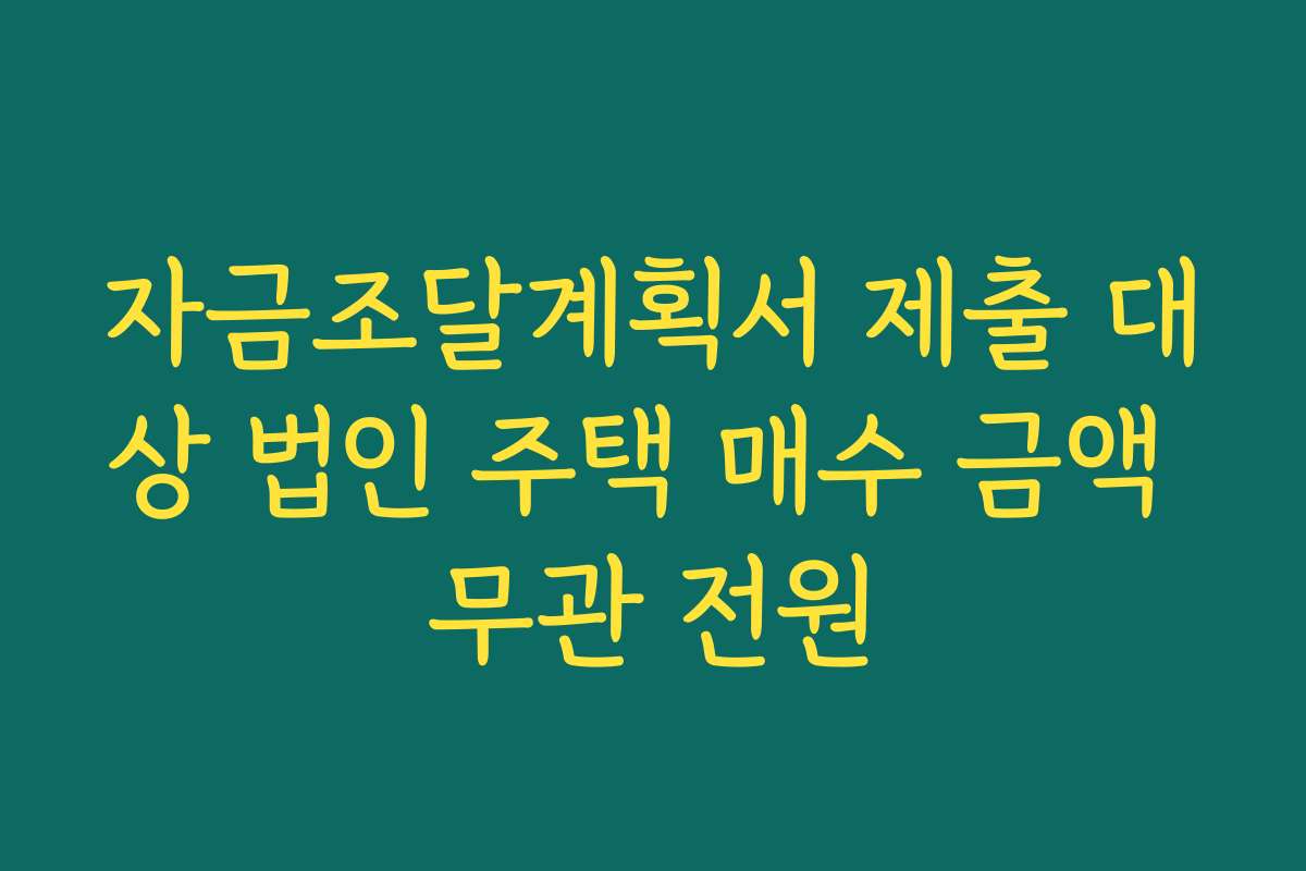 자금조달계획서 제출 대상 법인 주택 매수 금액 무관 전원
