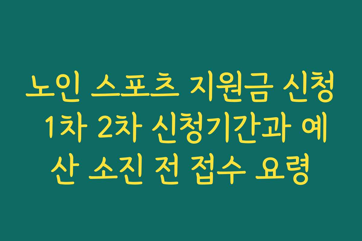 노인 스포츠 지원금 신청 1차 2차 신청기간과 예산 소진 전 접수 요령