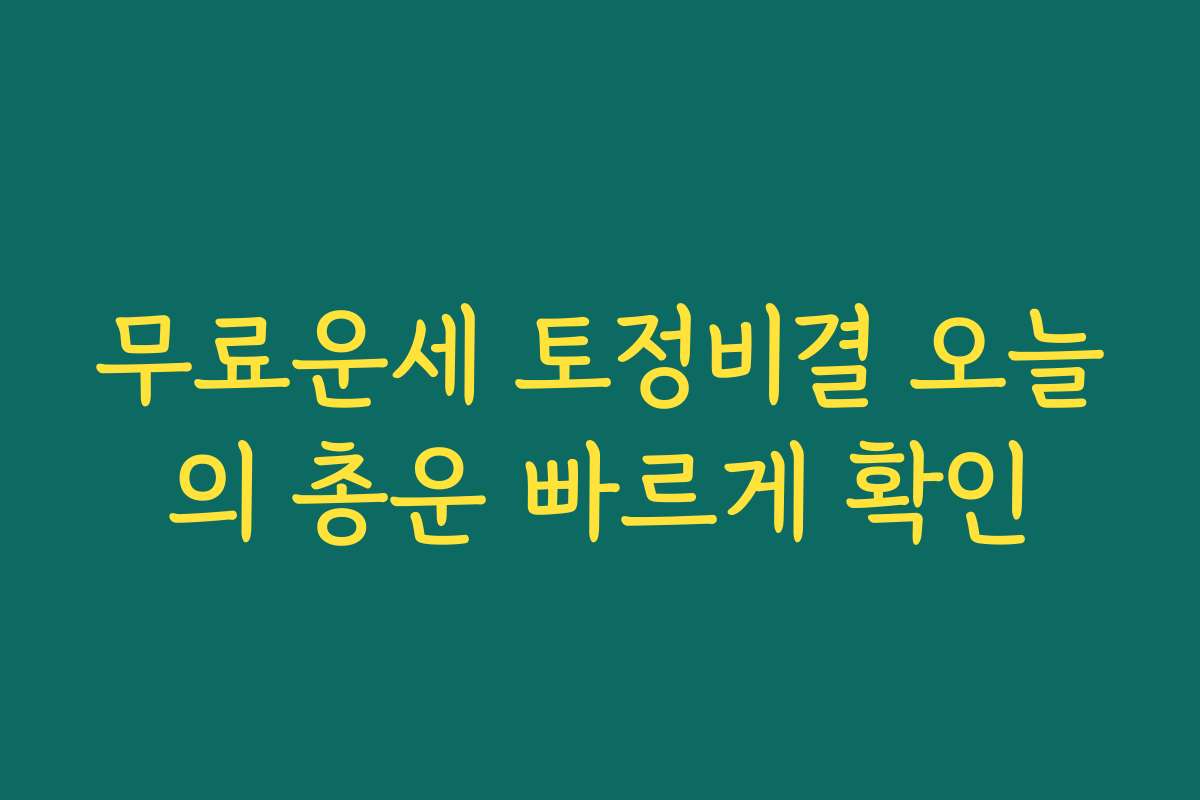 무료운세 토정비결 오늘의 총운 빠르게 확인
