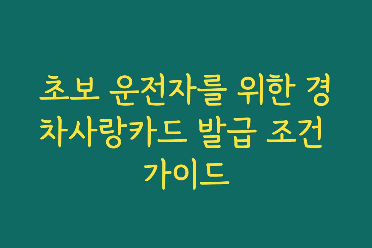 초보 운전자를 위한 경차사랑카드 발급 조건 가이드