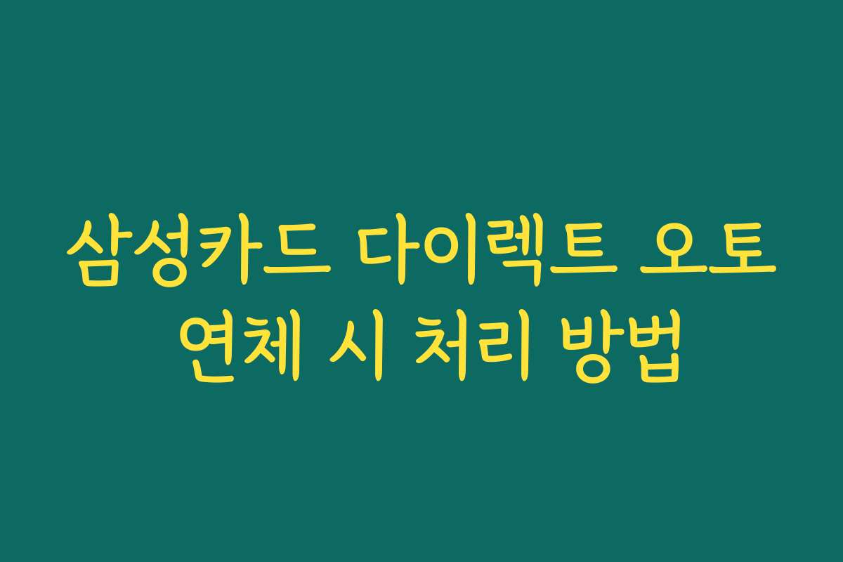 삼성카드 다이렉트 오토 연체 시 처리 방법