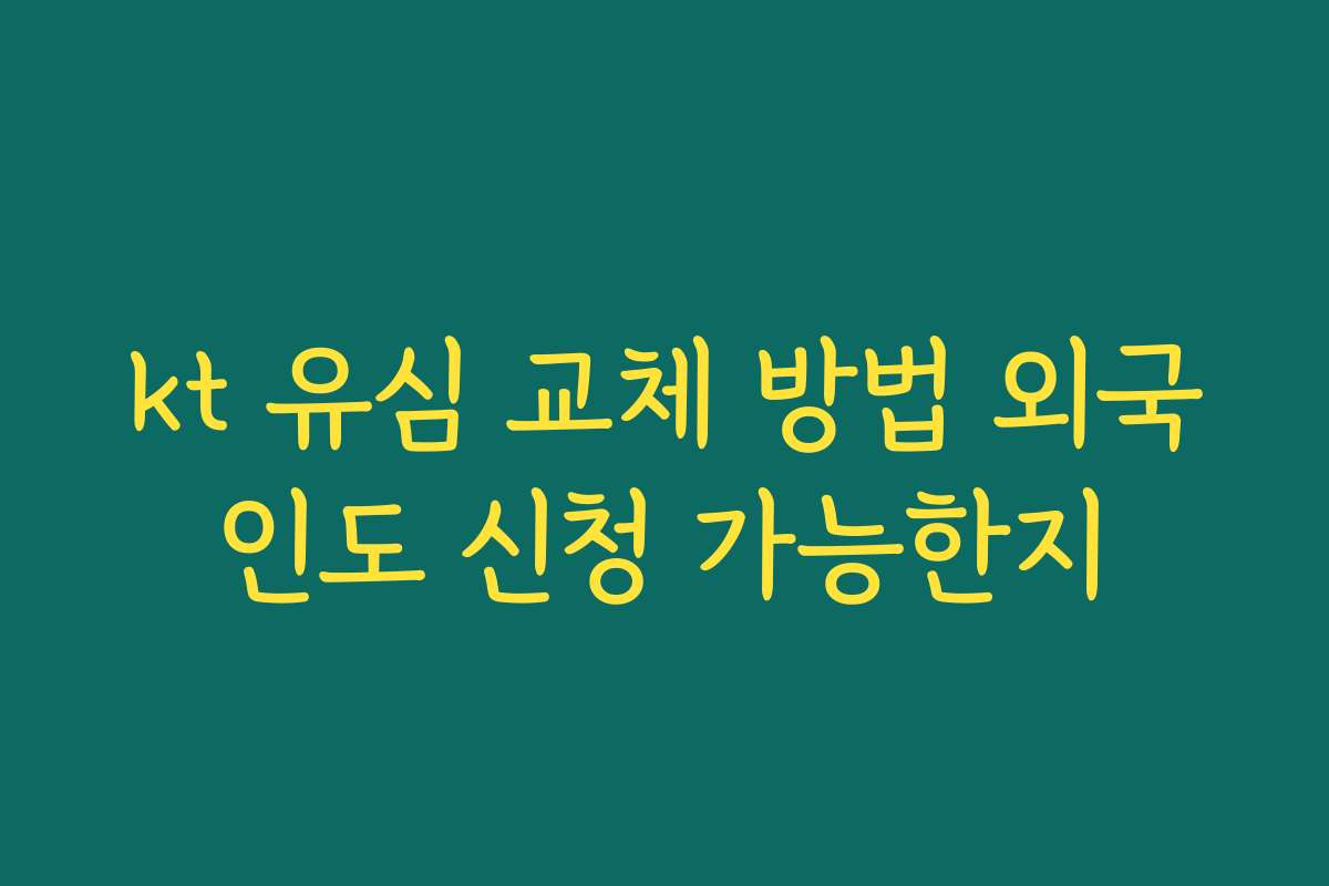 kt 유심 교체 방법 외국인도 신청 가능한지