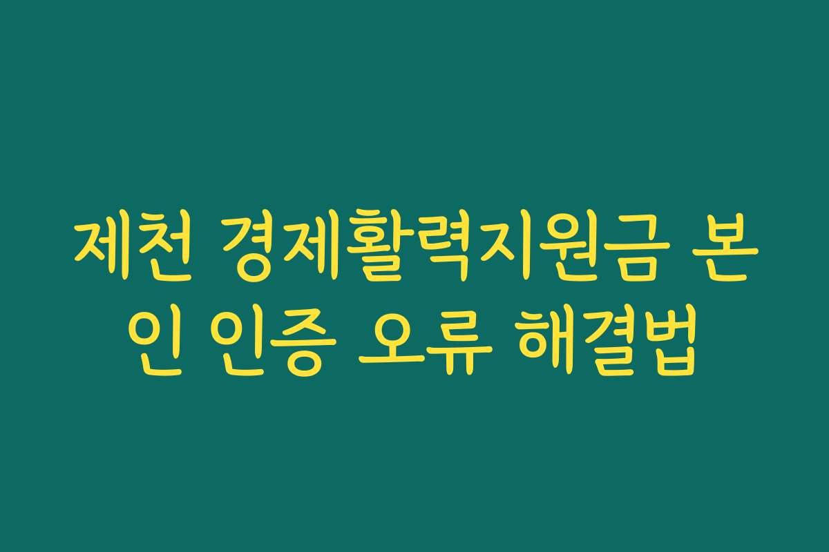 제천 경제활력지원금 본인 인증 오류 해결법