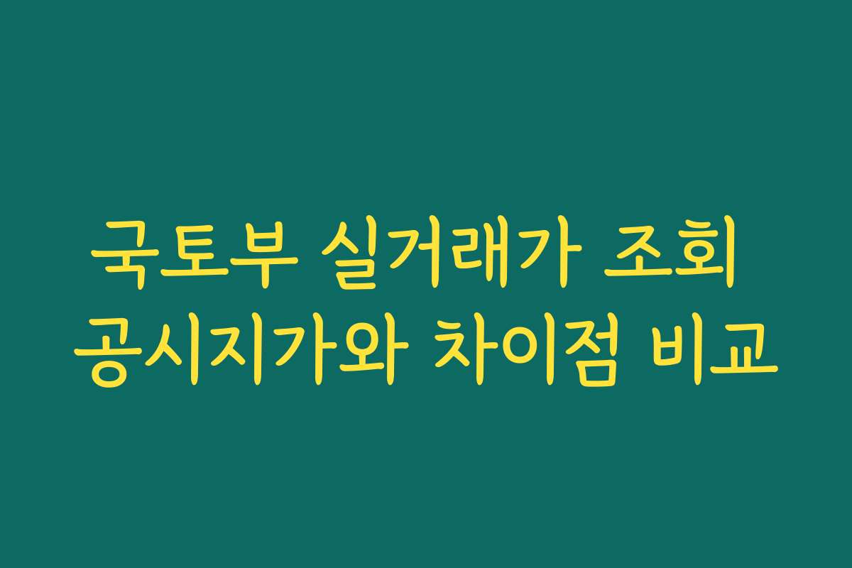 국토부 실거래가 조회 공시지가와 차이점 비교