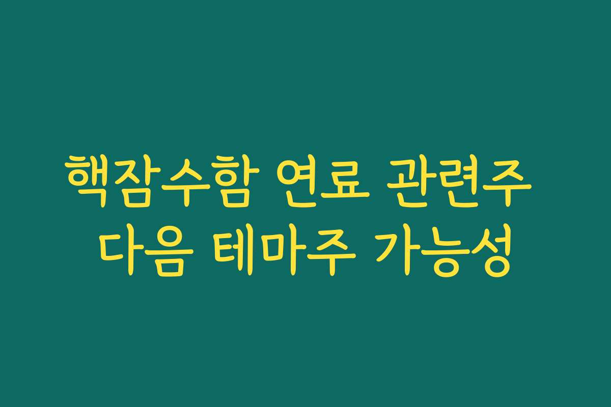 핵잠수함 연료 관련주 다음 테마주 가능성