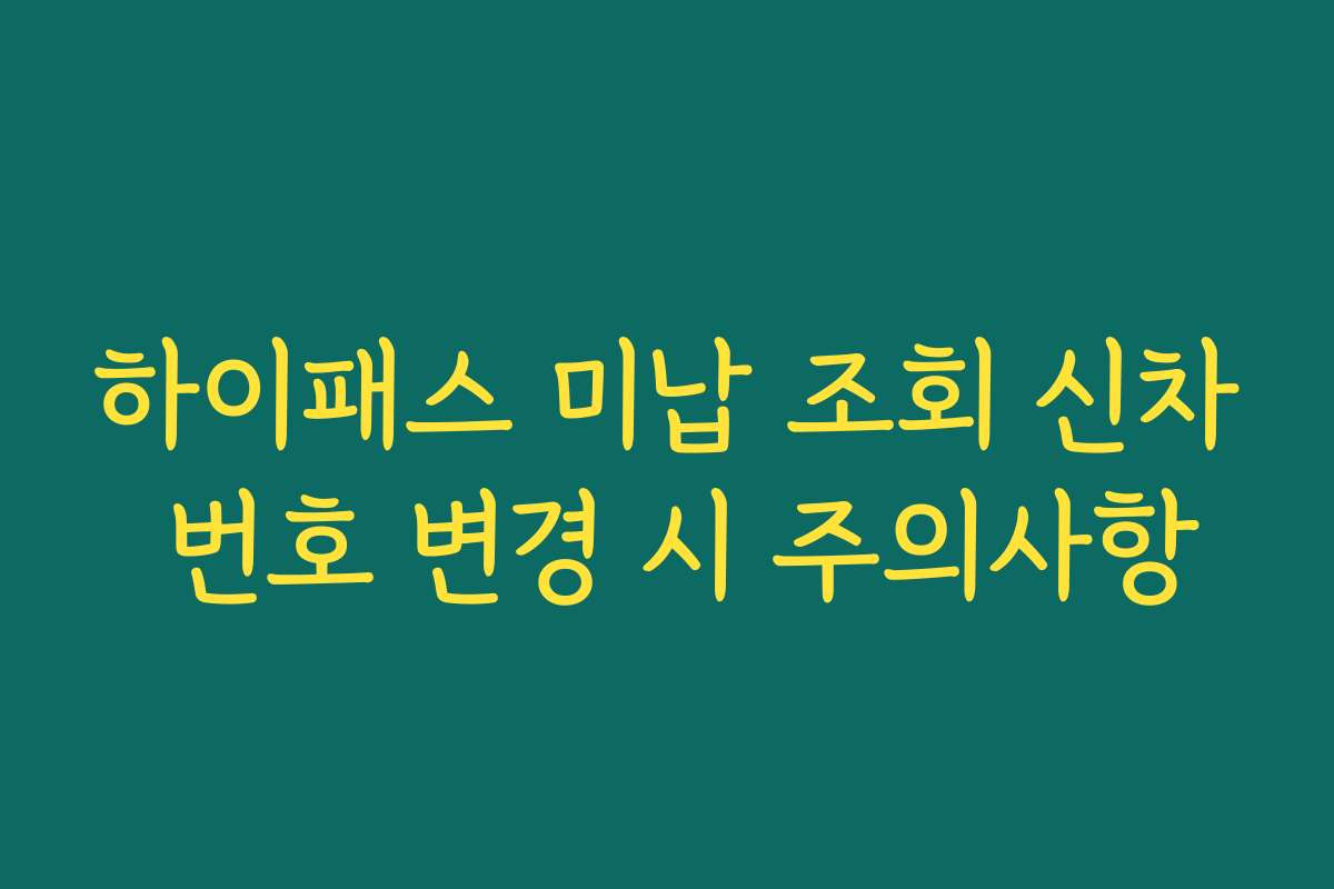 하이패스 미납 조회 신차 번호 변경 시 주의사항