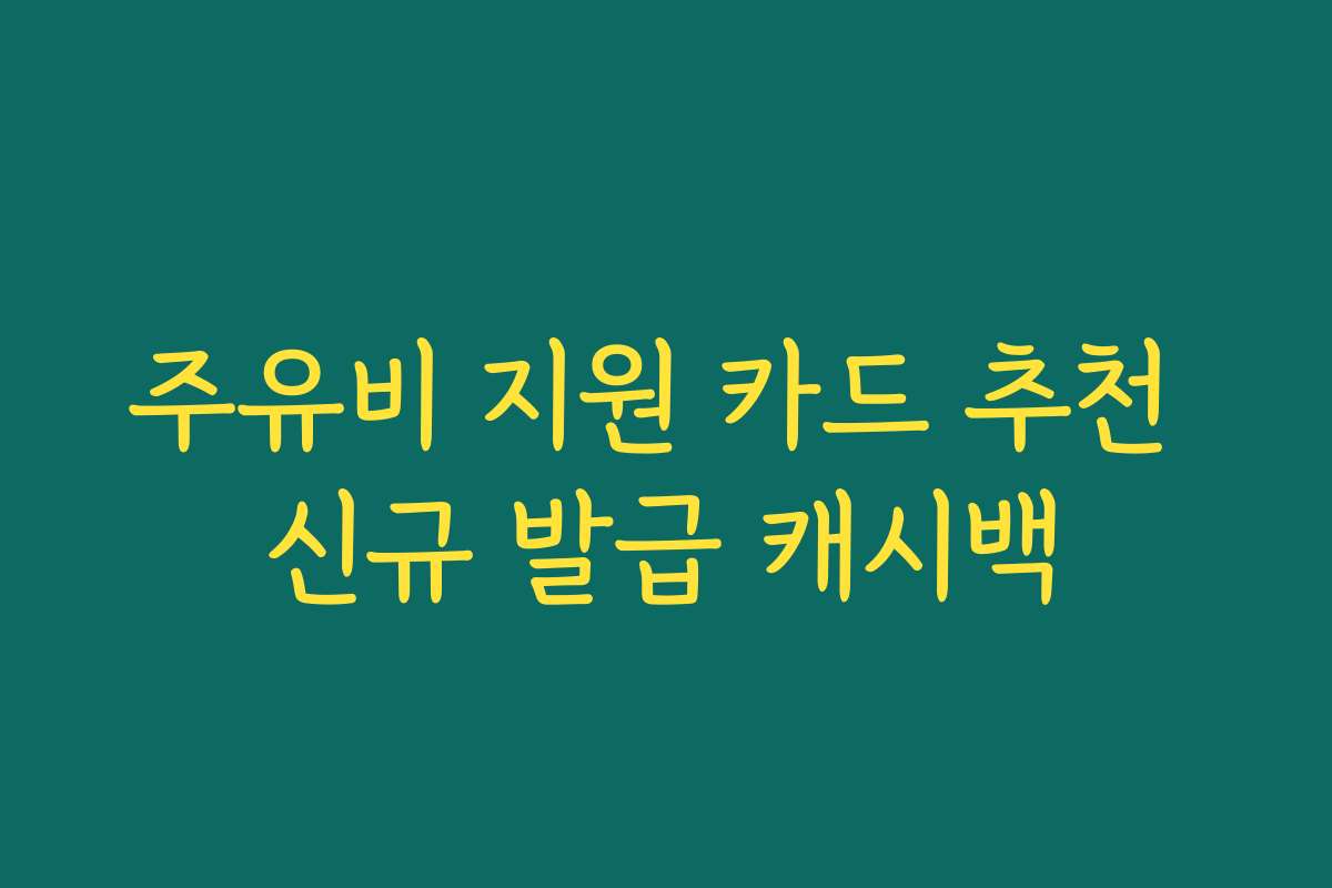 주유비 지원 카드 추천 신규 발급 캐시백