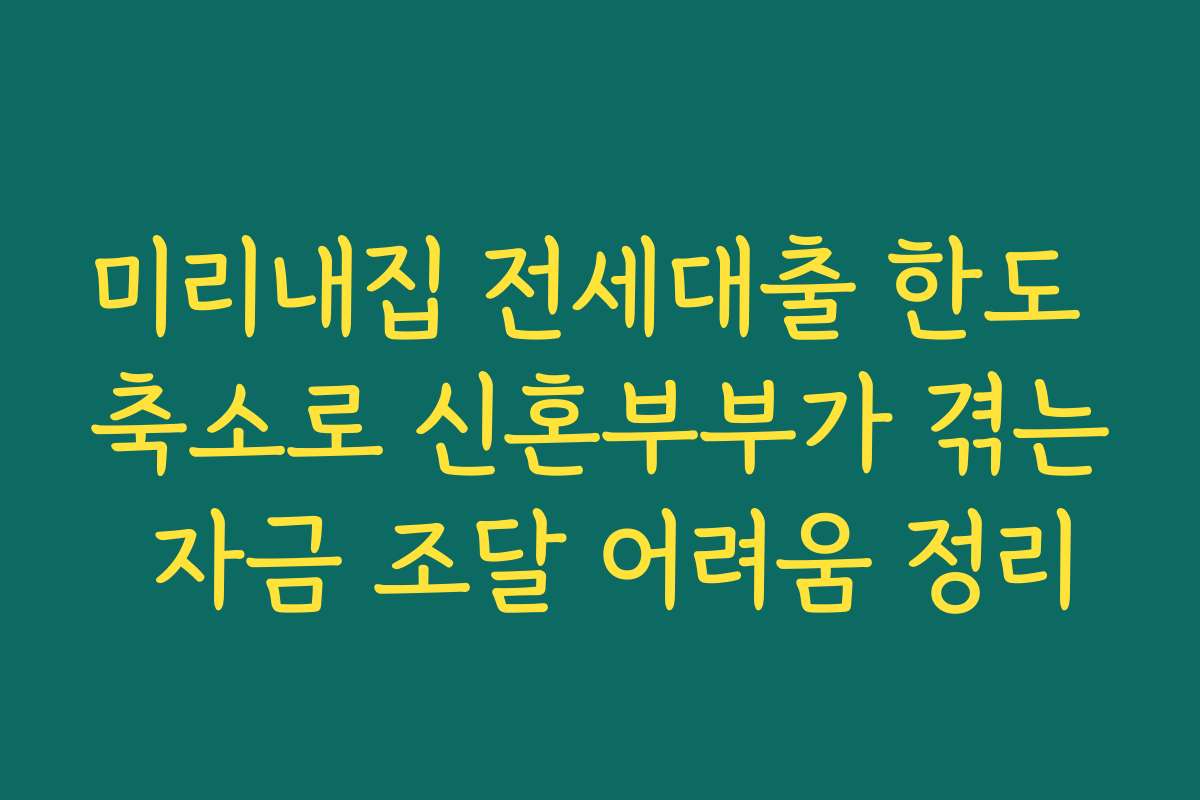 미리내집 전세대출 한도 축소로 신혼부부가 겪는 자금 조달 어려움 정리