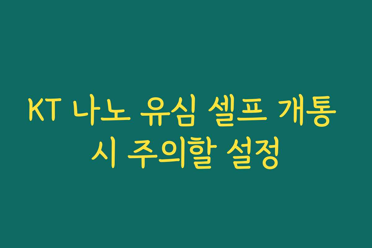 KT 나노 유심 셀프 개통 시 주의할 설정