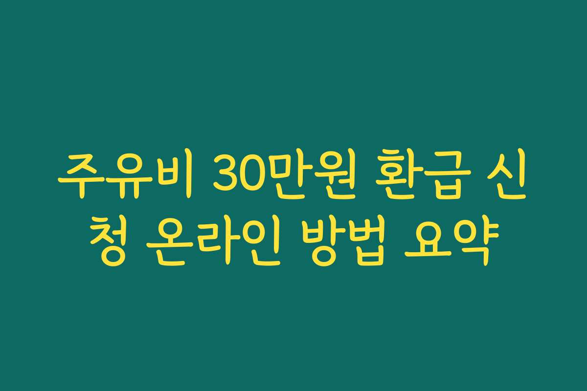 주유비 30만원 환급 신청 온라인 방법 요약