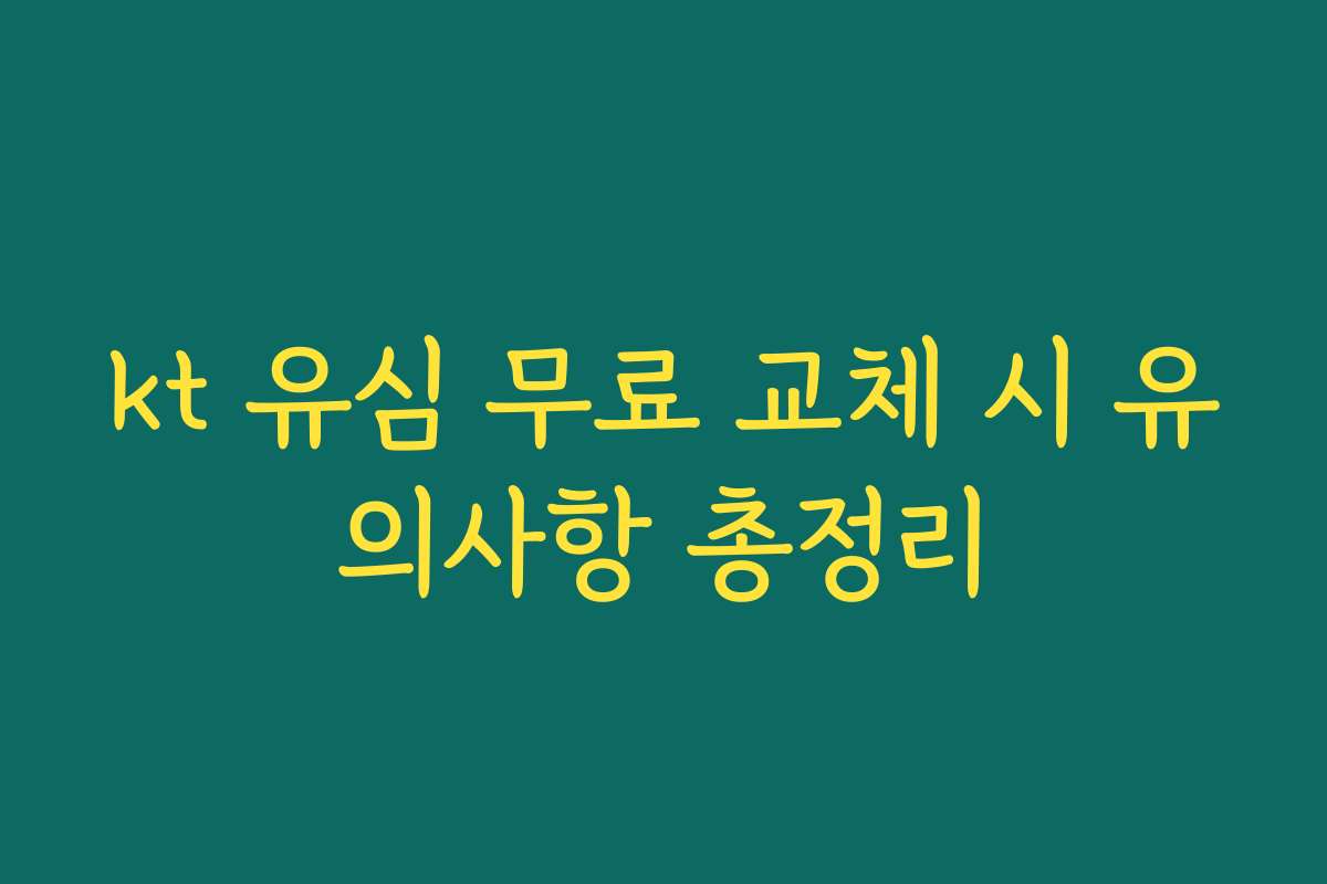 kt 유심 무료 교체 시 유의사항 총정리
