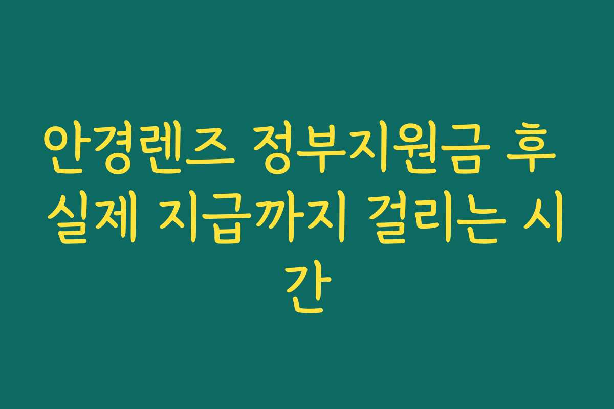 안경렌즈 정부지원금 후 실제 지급까지 걸리는 시간