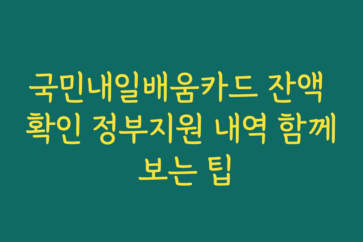 국민내일배움카드 잔액 확인 정부지원 내역 함께 보는 팁