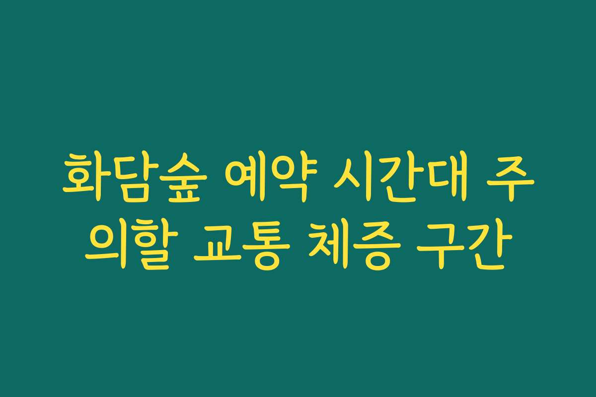 화담숲 예약 시간대 주의할 교통 체증 구간