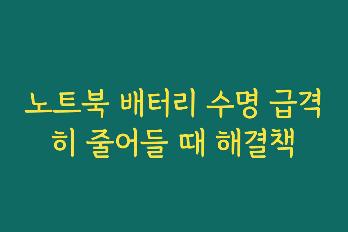 노트북 배터리 수명 급격히 줄어들 때 해결책
