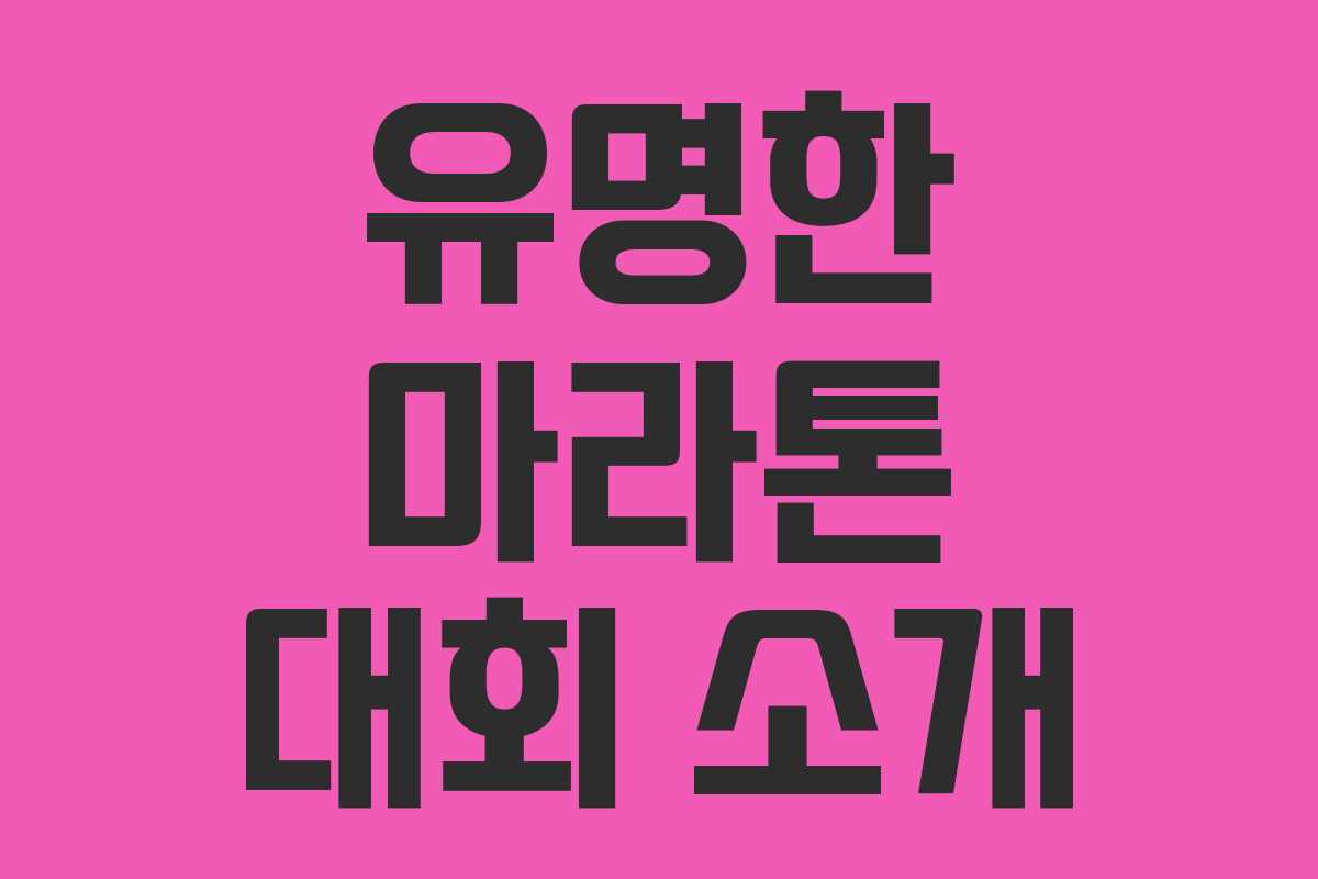 유명한 마라톤 대회 소개