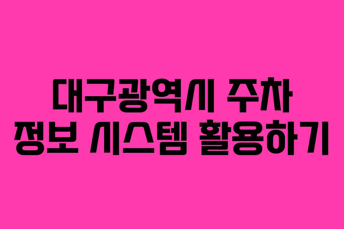 대구광역시 주차 정보 시스템 활용하기