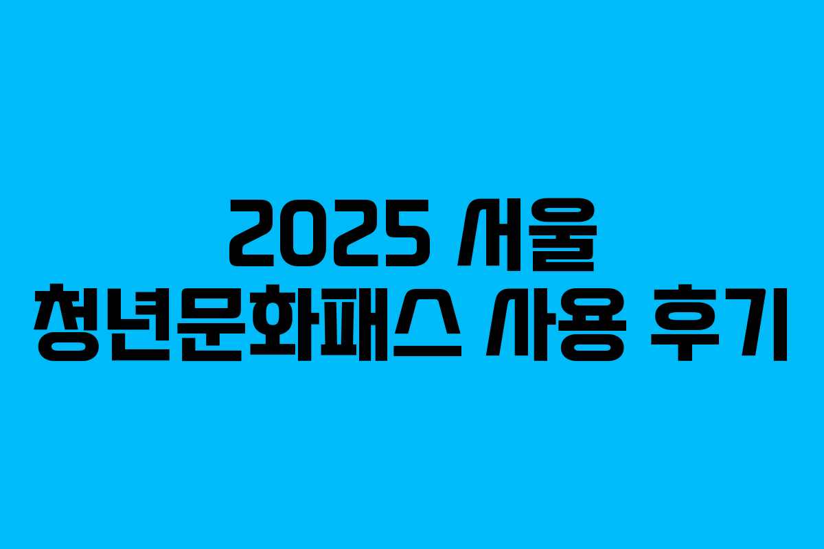 2025 서울 청년문화패스 사용 후기