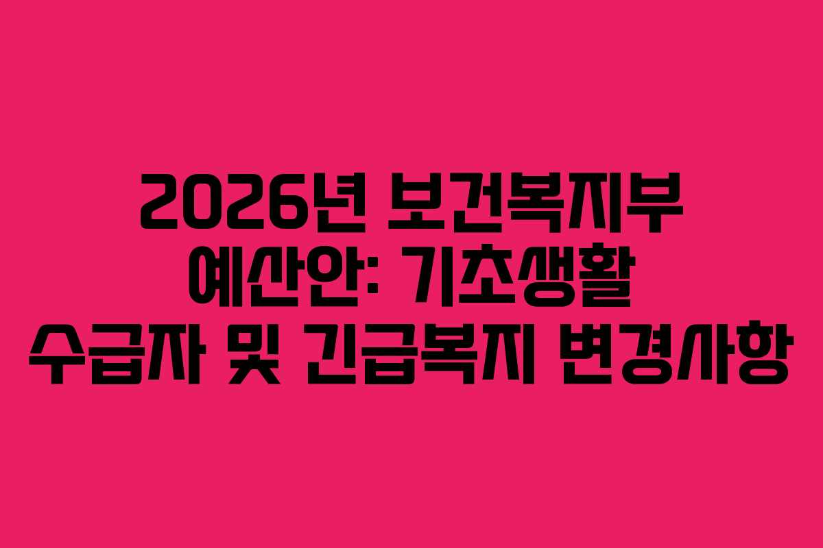 2026년 보건복지부 예산안: 기초생활 수급자 및 긴급복지 변경사항