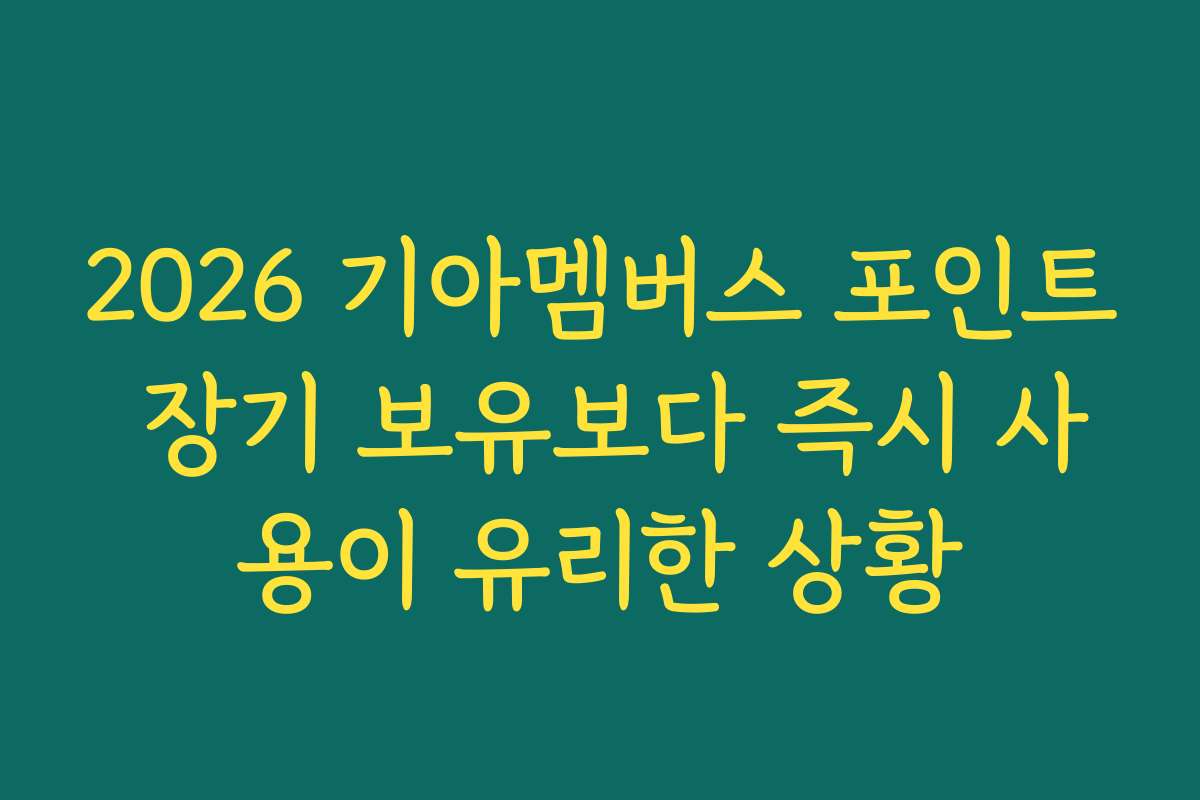 2026 기아멤버스 포인트 장기 보유보다 즉시 사용이 유리한 상황