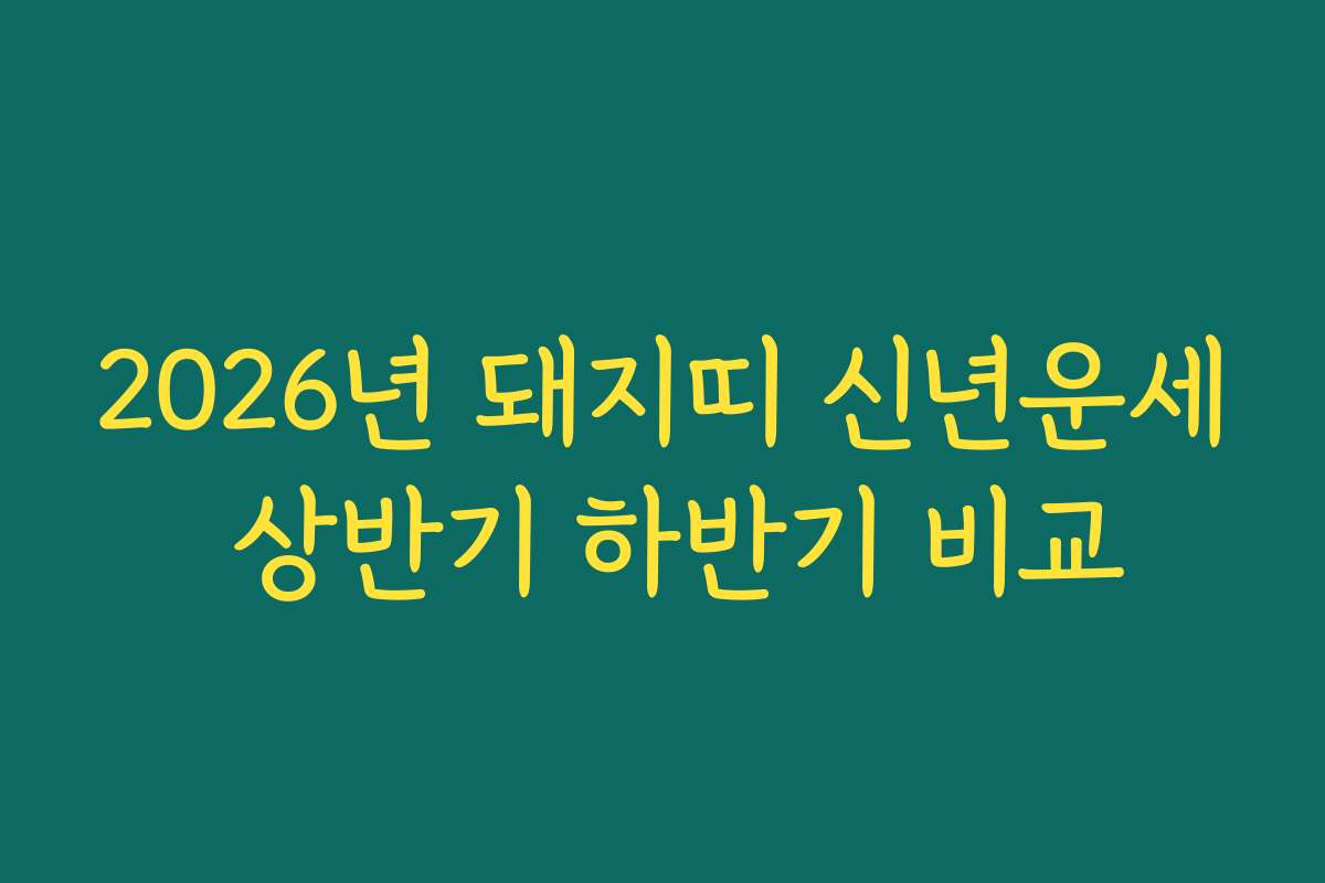 2026년 돼지띠 신년운세 상반기 하반기 비교