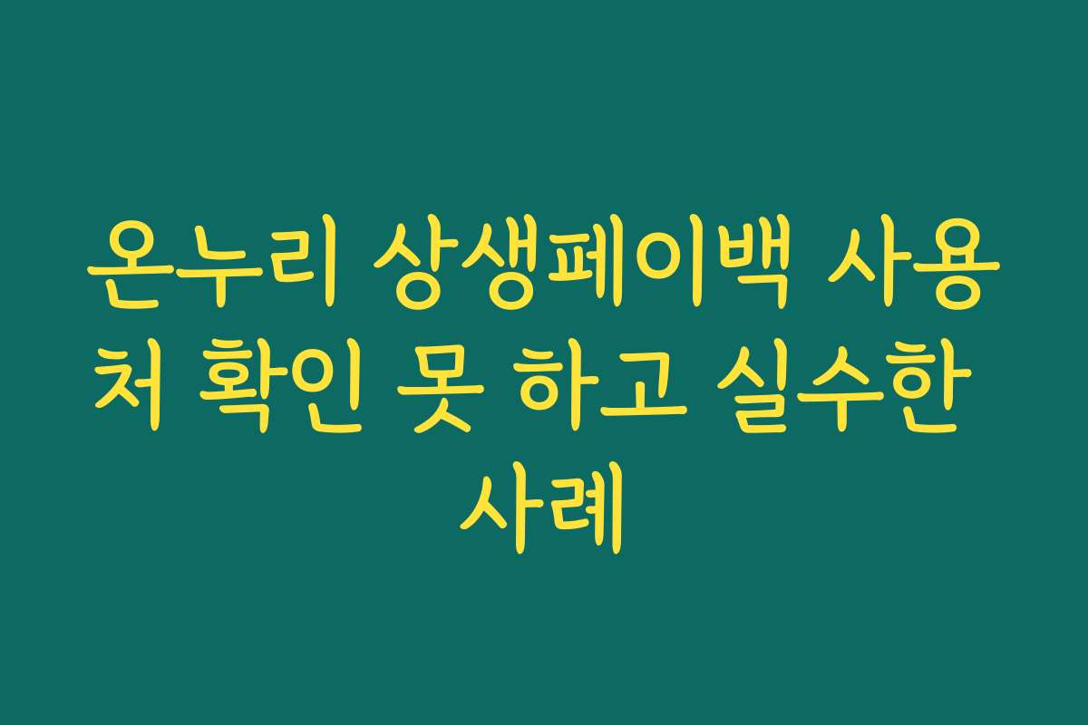 온누리 상생페이백 사용처 확인 못 하고 실수한 사례