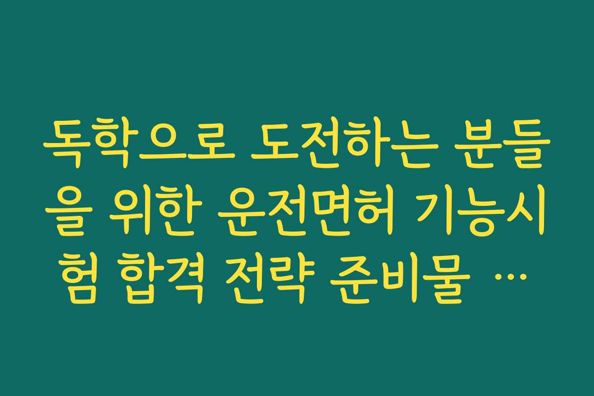 독학으로 도전하는 분들을 위한 운전면허 기능시험 합격 전략 준비물 리스트