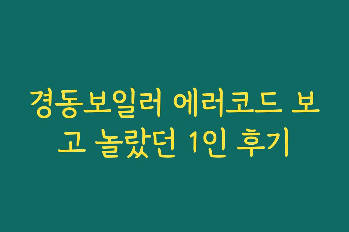 경동보일러 에러코드 보고 놀랐던 1인 후기